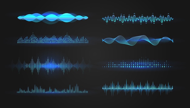 Conjunto de ondas de ecualizador, ilustración vectorial