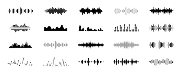 Conjunto de ondas de sonido Ecualizador de sonido moderno Iconos de ondas de radio