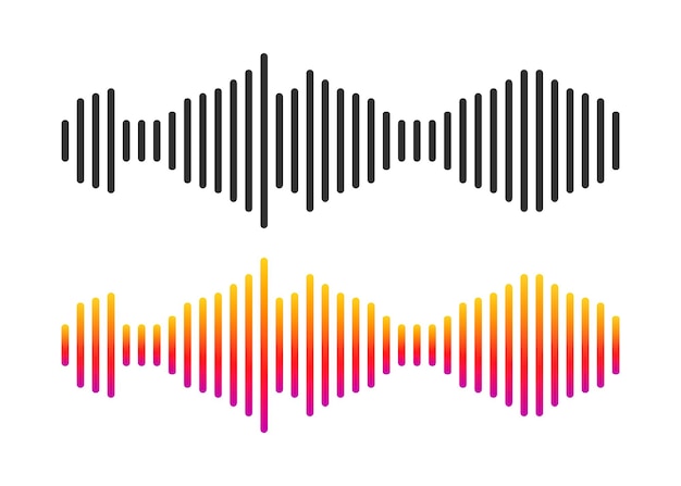 Conjunto de ondas de sonido tecnología de ecualizador digital de audio vector de pulso musical ilustraciones sobre un fondo blanco