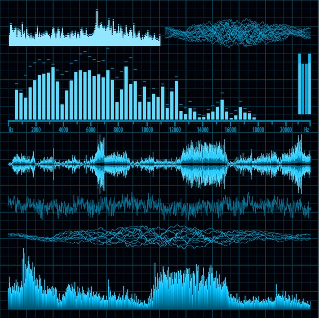 Conjunto de ondas sonoras. fondo musical.