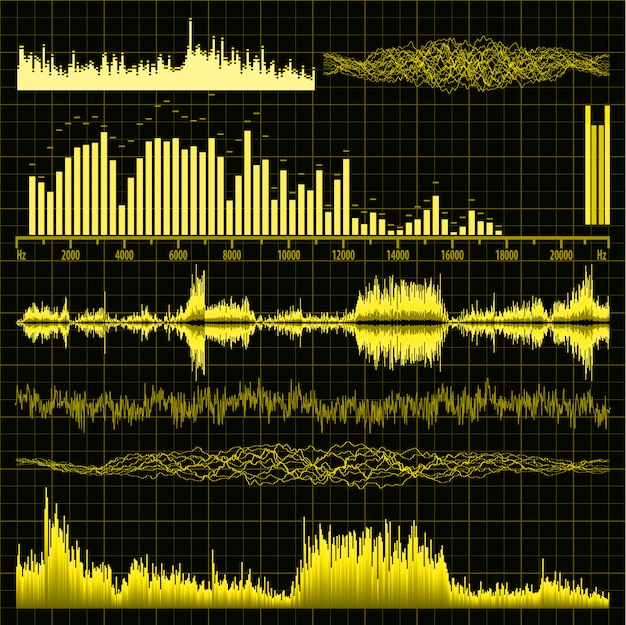 Conjunto de ondas sonoras. fondo musical.