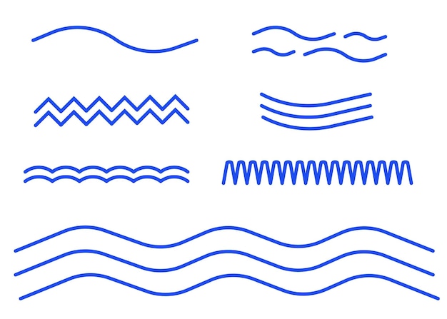 Conjunto de ondas vectoriales Íconos de ondas en fondo blanco Olas marinas