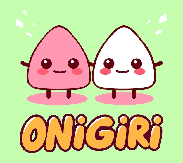 Conjunto de onigiri lindo Plato tradicional japonés de arroz envuelto en nori con relleno
