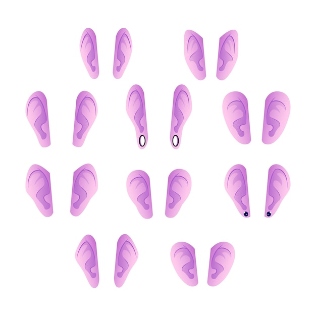 Conjunto de orejas gráficas Diferentes formas de orejas Partes del cuerpo Constructor de maquillaje