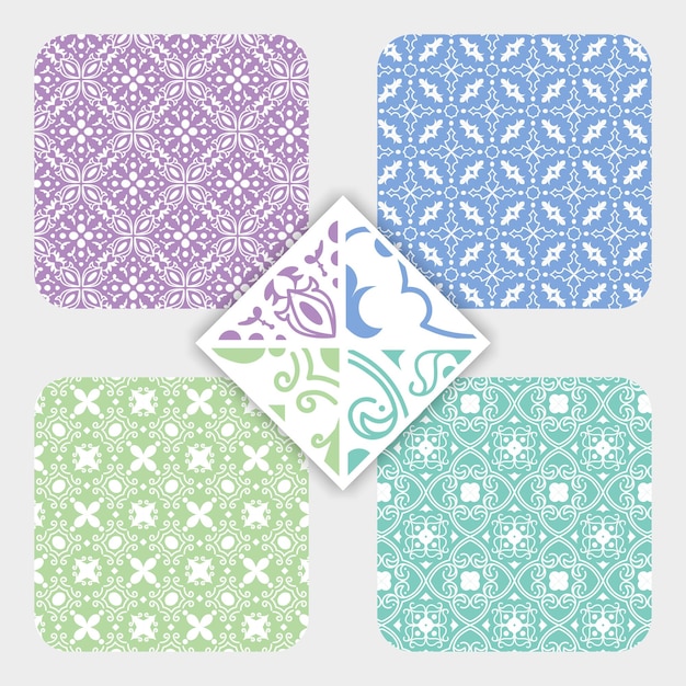 Conjunto ornamental de patrón floral