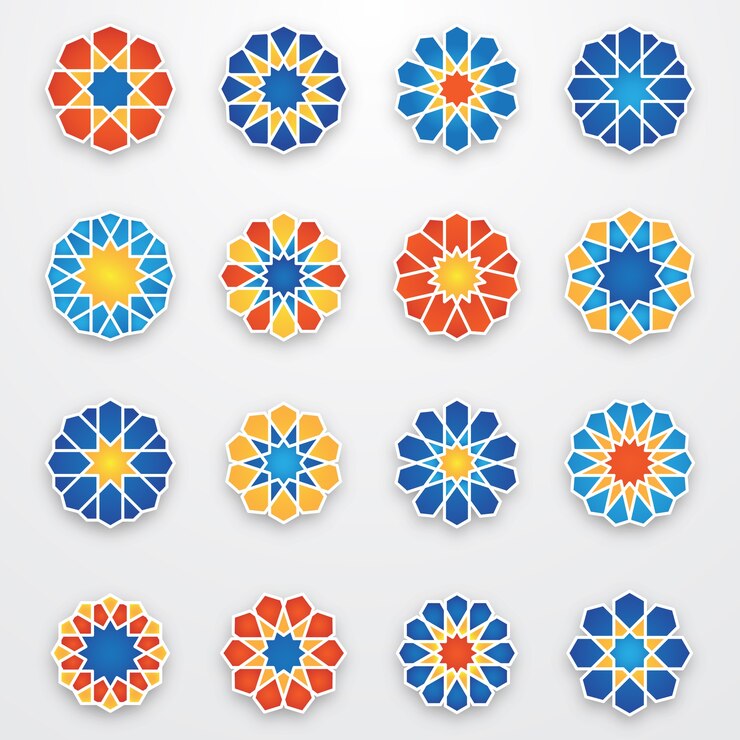 Vector conjunto de ornamento azul