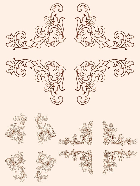 Conjunto de ornamentos florales de lujo