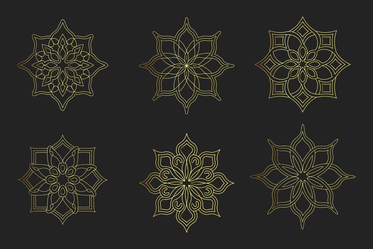 Conjunto de ornamentos islámicos de lujo árabe Ilustración floral para invitaciones y tarjetas de felicitación
