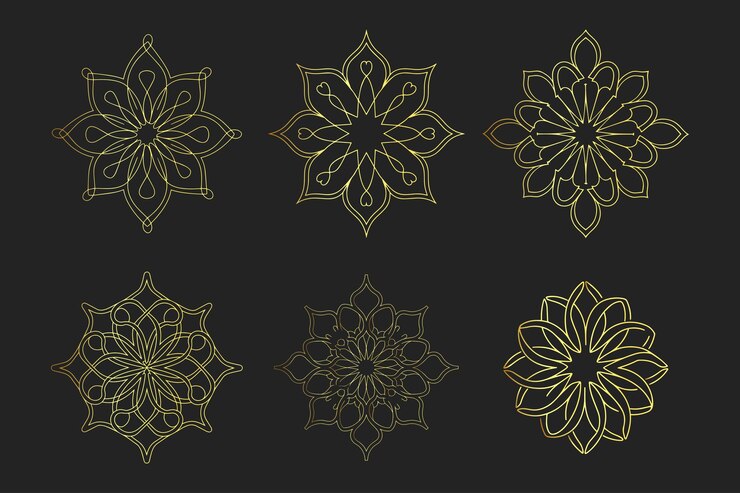 Conjunto de ornamentos islámicos de lujo árabe Ilustración floral para invitaciones y tarjetas de felicitación