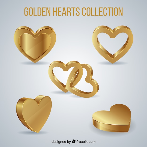 Vector conjunto de oro del corazón