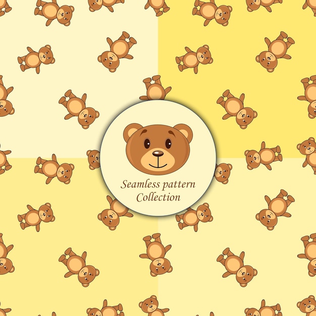 Conjunto de osos marrón de diferentes colores de patrones sin fisuras. | Vector Premium Conjunto de osos marrón de diferentes colores de patrones sin fisuras. | Vector Premium