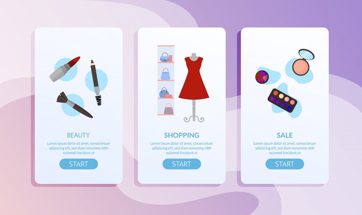Vector conjunto de página de accesorios y ropa de belleza femenina