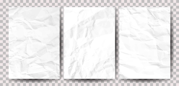 Vector conjunto de páginas a4 papel arrugado