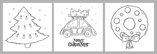 Conjunto de páginas para colorear de Navidad