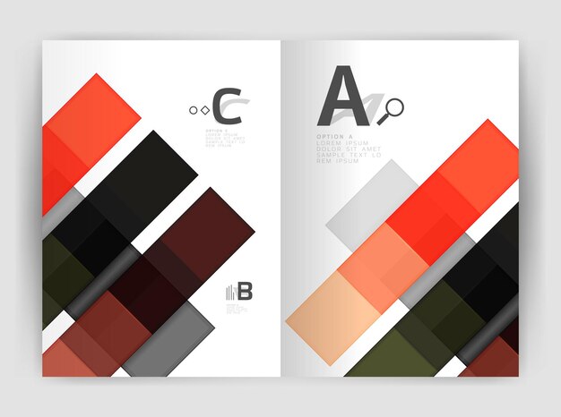 Conjunto de páginas delanteras y traseras de tamaño a4 plantillas de diseño de informes anuales de negocios Fondos de formas cuadradas geométricas Ilustración vectorial