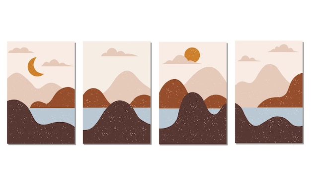 Conjunto de paisaje abstracto boho moderno