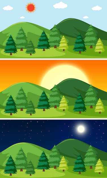 Vector un conjunto de paisaje natural