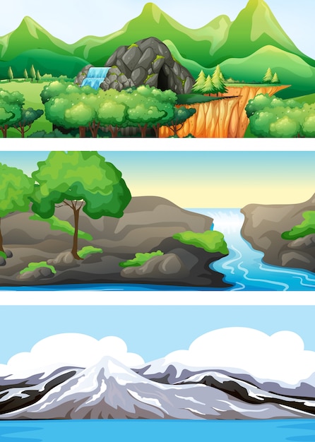 Vector conjunto de paisaje de la naturaleza