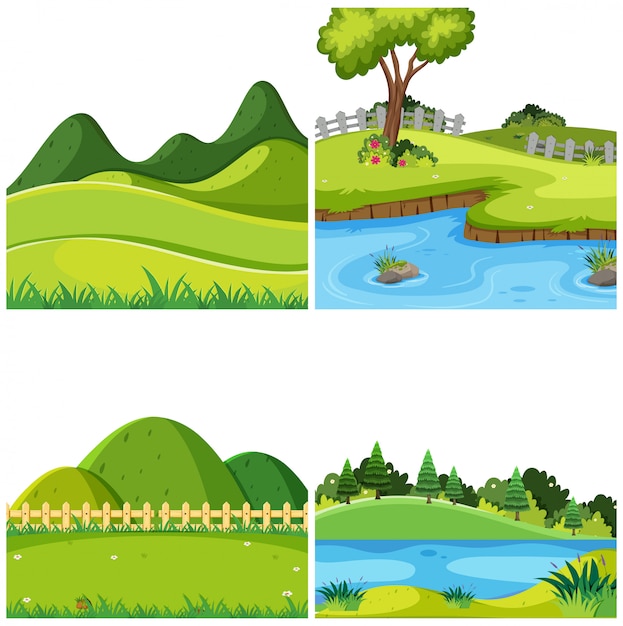 Conjunto de paisaje de la naturaleza