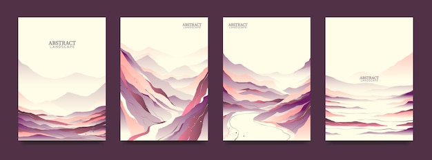 Conjunto de paisajes abstractos dibujados a mano creativos Vector