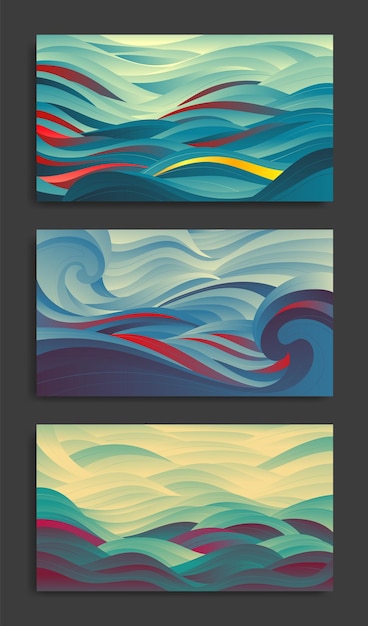 Un conjunto de paisajes marinos abstractos