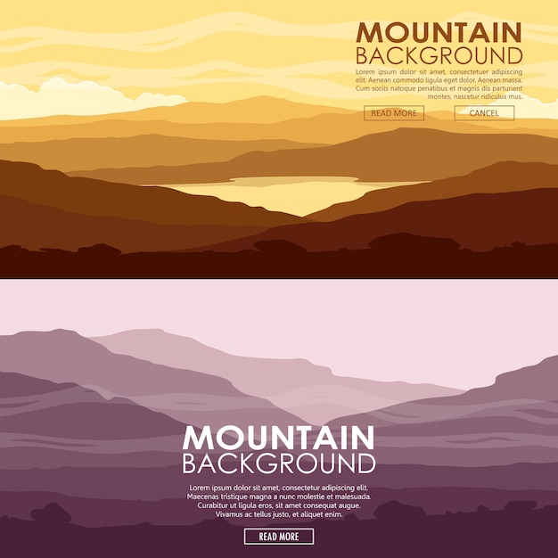 Vector conjunto de paisajes de montaña