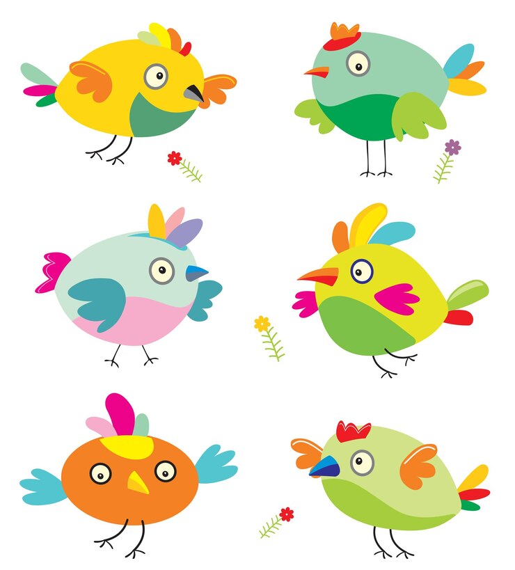 Vector conjunto de pájaros de colores divertidos
