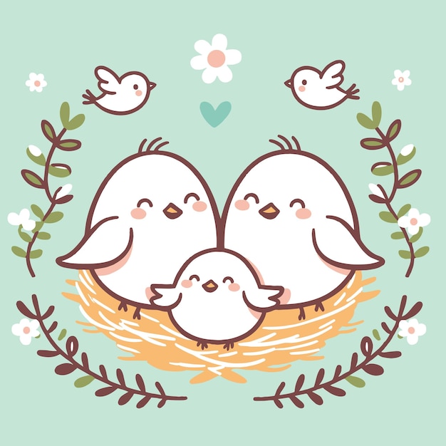 Conjunto de pájaros lindos ilustración vectorial