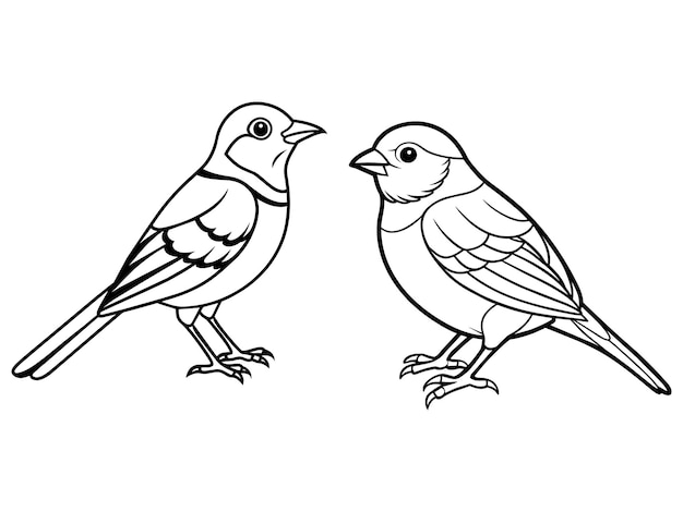 Conjunto de pájaros loro un dibujo de línea continua decoración linda elementos dibujados a mano archivo vectorial