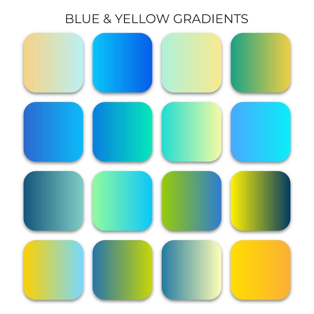 CONJUNTO DE PALETA DE COLORES DE DEGRADADO AZUL Y AMARILLO