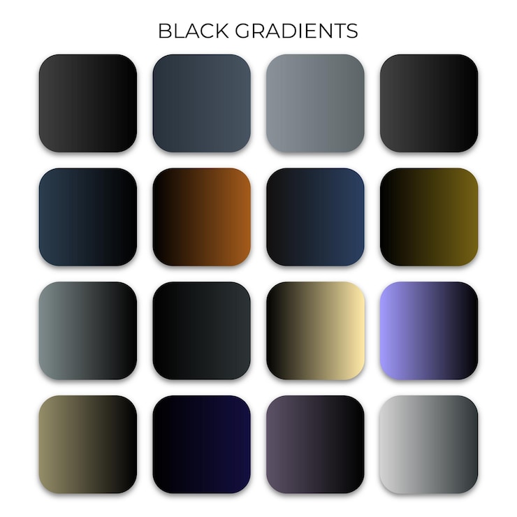 Vector conjunto de paleta de colores de degradado negro