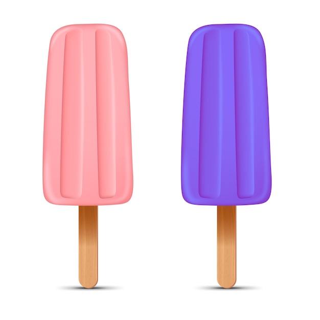 Conjunto de paleta helada casera realista brillante vector icono de helado jugoso realista