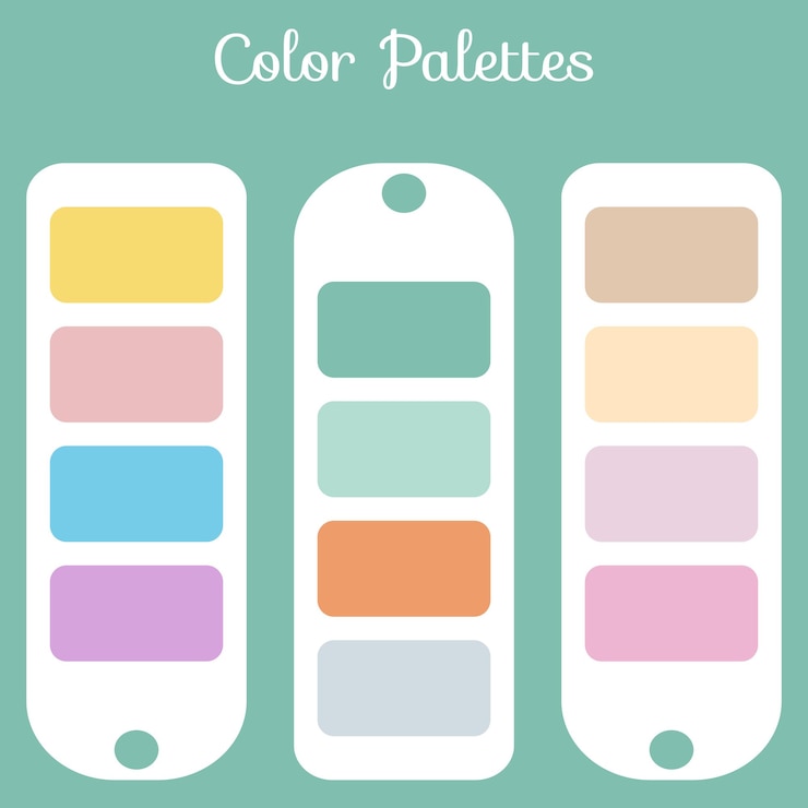 Vector conjunto de paletas de colores abstractos, fondo de paletas de combinación de varios colores para el diseño ui ux