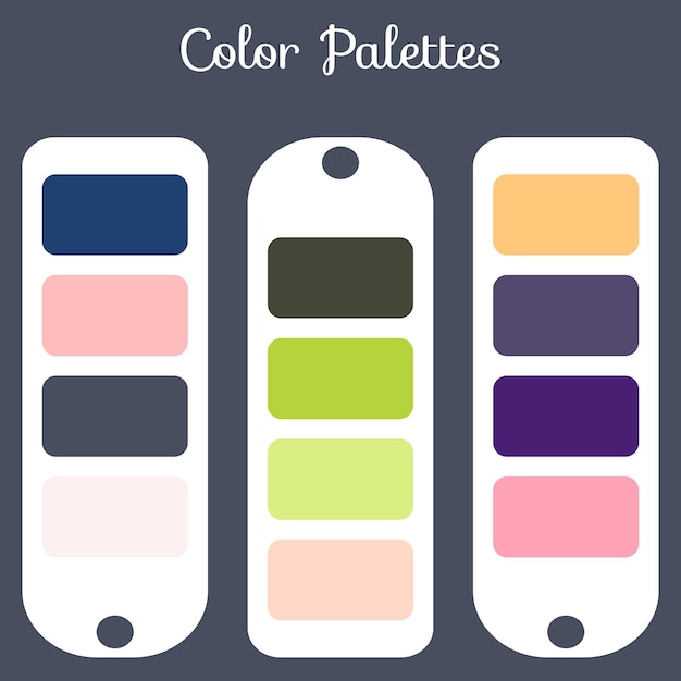 Conjunto de paletas de colores abstractos, fondo de paletas de combinación de varios colores para el diseño ui ux