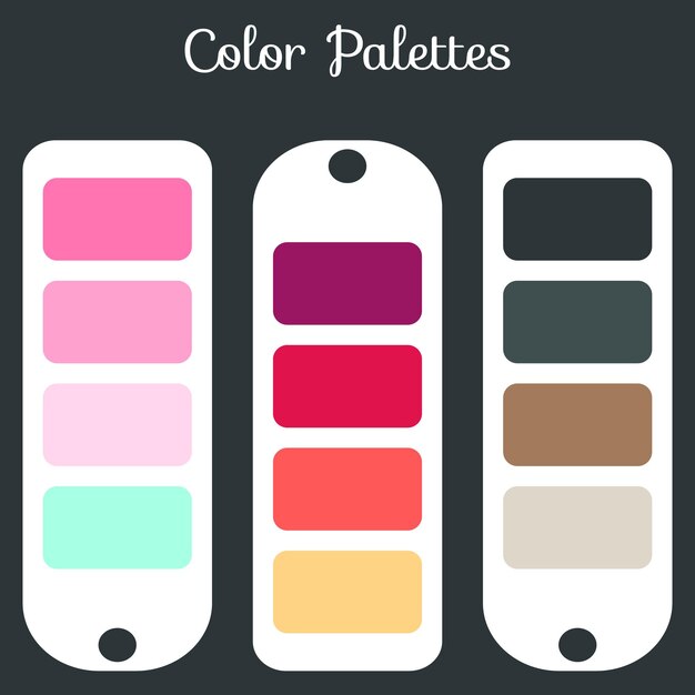 Conjunto de paletas de colores abstractos, fondo de paletas de combinación de varios colores para el diseño ui ux