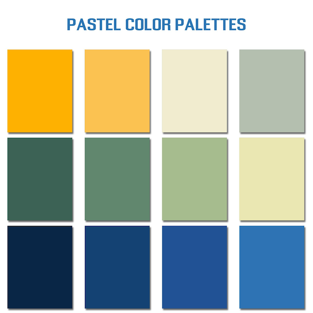 Conjunto de paletas de colores abstractos, fondo de paletas de combinación de varios colores para el diseño ui ux