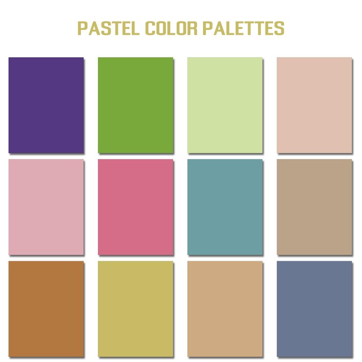 Vector conjunto de paletas de colores pastel abstractos, fondo de paletas de combinación de varios colores para el diseño ui ux