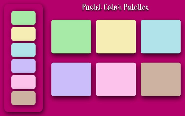 Vector conjunto de paletas de colores pastel de moda abstracta, fondo para diseño ui ux