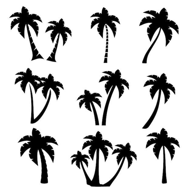 Conjunto de palmeras tropicales Ilustración vectorial