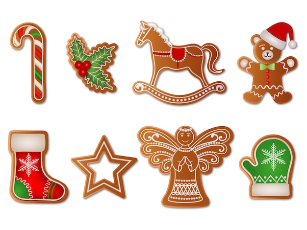 Vector conjunto de pan de jengibre navideño