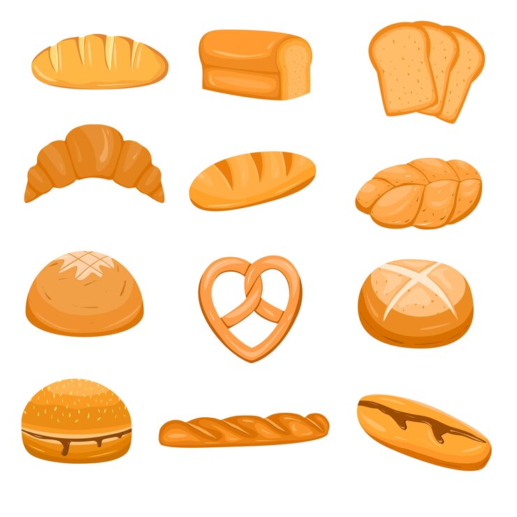 Vector conjunto de pan de trigo en blanco