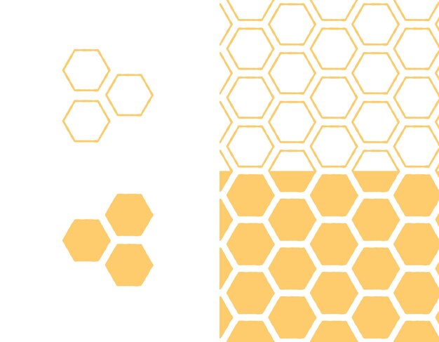 Conjunto de panal de miel patrón sin costuras dibujo de líneas abstractas textura sin costuras de panal