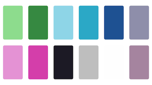 Conjunto de pancartas abstractas de paleta de colores planos para el telón de fondo