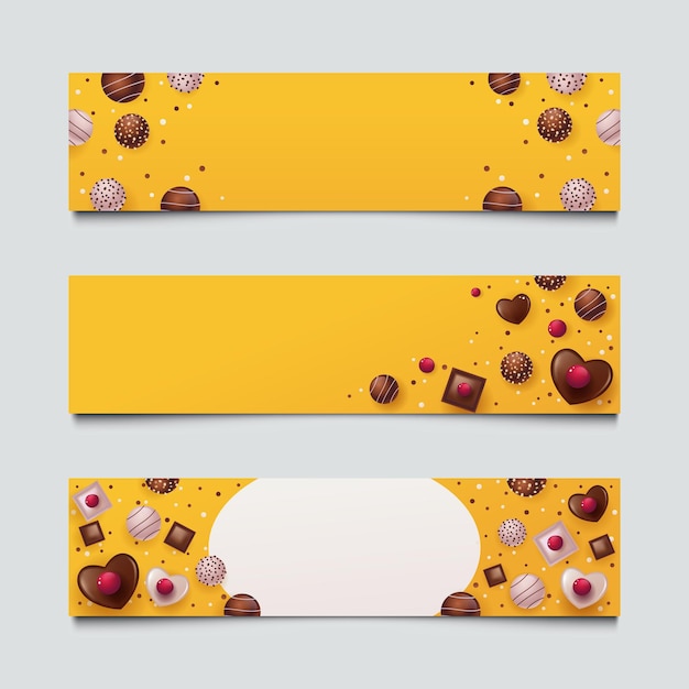 Vector conjunto de pancartas de chocolate de san valentín