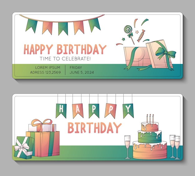 Conjunto de pancartas de cumpleaños