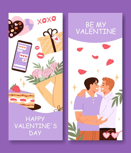 Conjunto de pancartas para el día de San Valentín