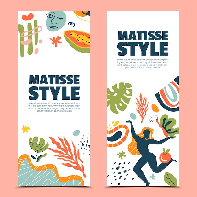 Conjunto de pancartas dibujadas a mano en estilo matisse