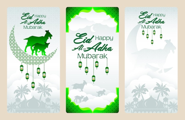 un conjunto de pancartas para eid al adha mubarak