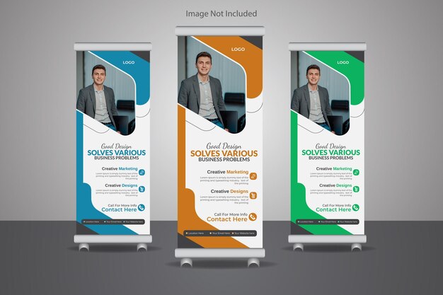 Un conjunto de pancartas enrollables pancartas popup pancartas creativas pancartas corporativas y pancartas vectoriales