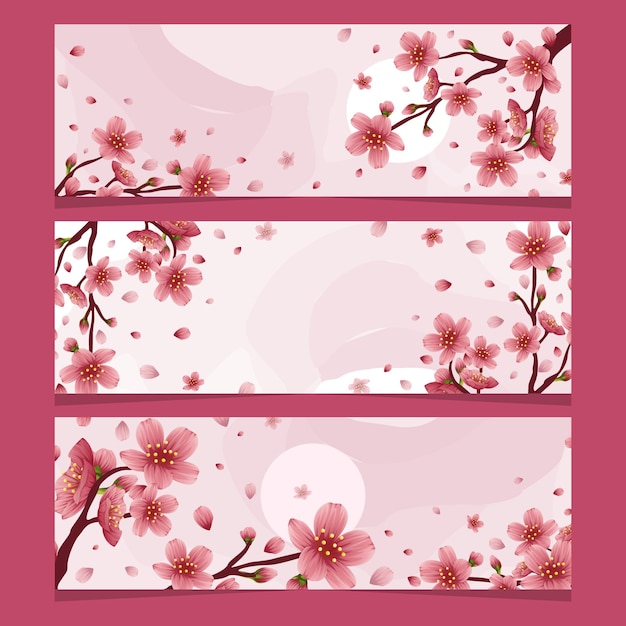 Conjunto de pancartas de flor de cerezo